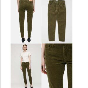 Moussy Vintage Ailey Corduroy Pant Olive Green Women's 27 Japan Skinny Straight